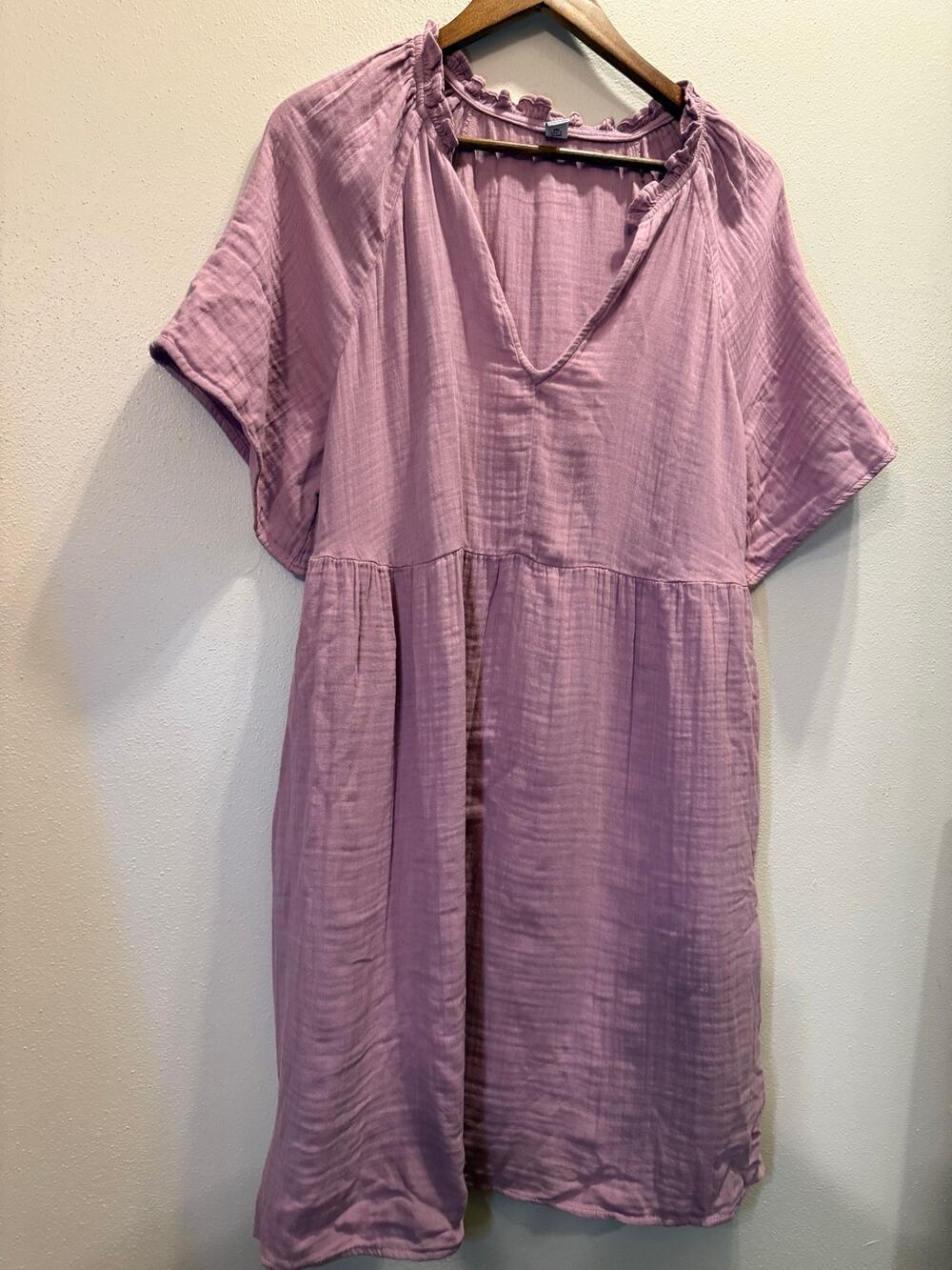 Old Navy Women’s Large Mauve Cotton Gauze Tiered Midi Dress
